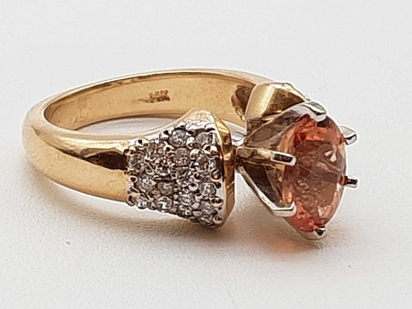 Oval Cut Morganite 14k Two-tone Gold 8.2g Ring Size 7