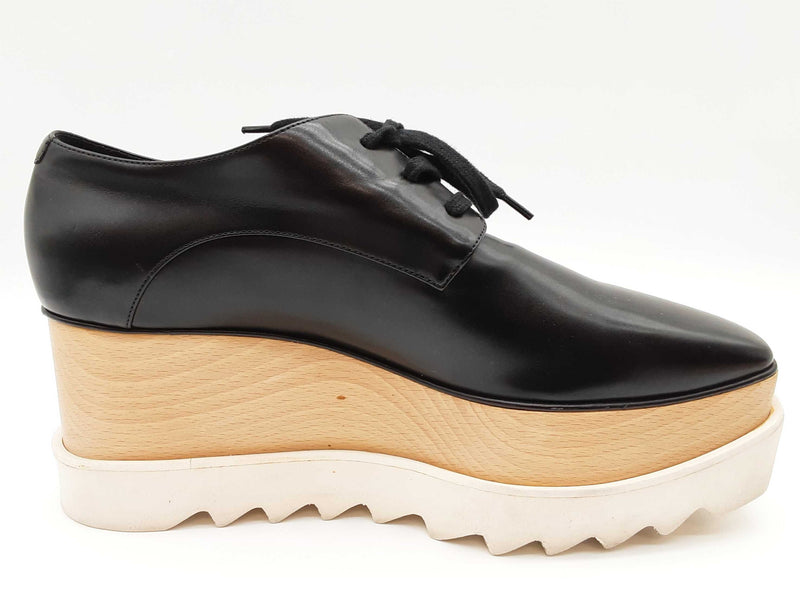 Stellar Mccartney Elyse Black Leather Wood Platform Shoes Size Eu 39 Do0925cxde