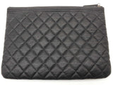 Chanel Boy O Black Leather Zipper Clutch Do0325exzde