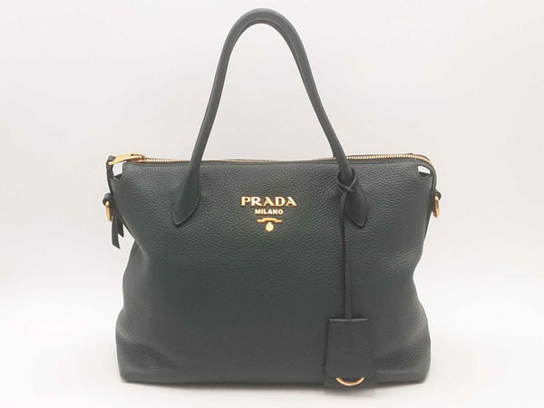 Prada Vitello Daino Tote Green Handbag Aa0825pzxsa
