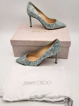 Jimmy Choo Miami Mint Glitter Romy Size 37.5 Eb0823lcrsa