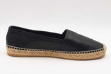 Saint Laurent Embossed Logo Black Leather Espadrilles Size 38 Eb0326oxzsa
