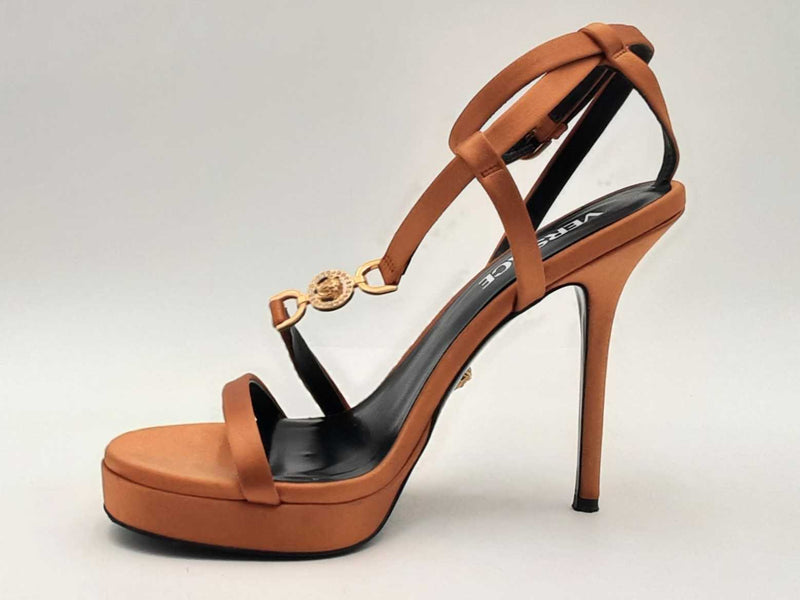 Versace Medusa '95 Satin Sandals 115 Mm Brown Size 37 Aa0825lzxsa