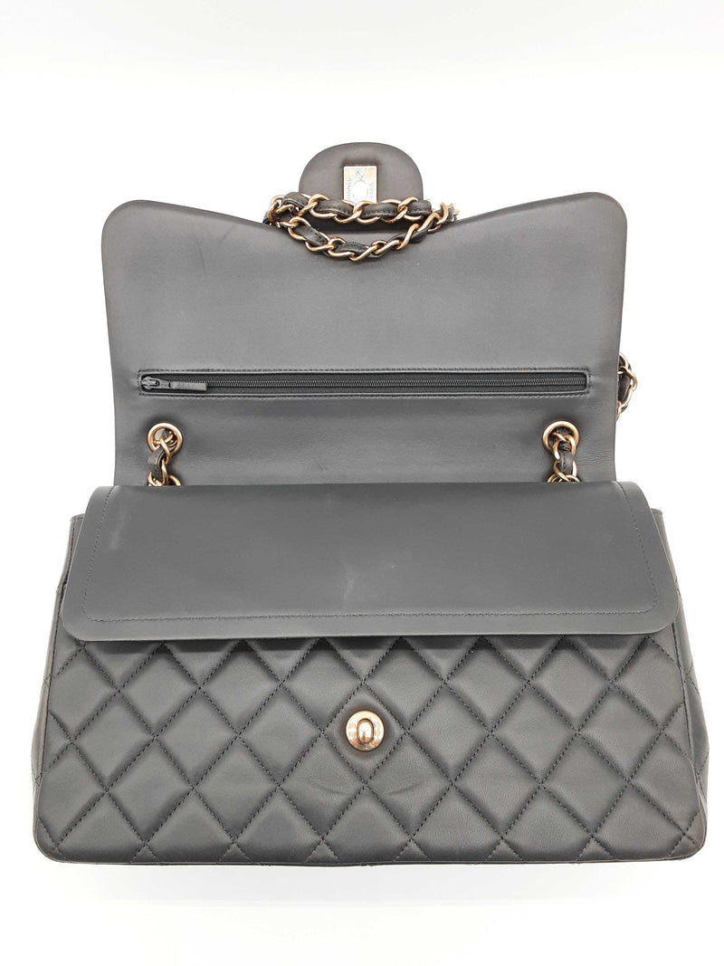Chanel Double Flap Gray Quilted Leather Shoulder Bag Do0225wcrxde
