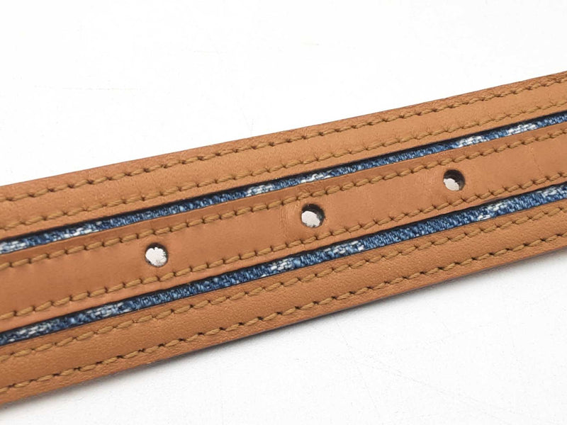 Gucci Interlocking G Belt Buckle With Denim & Leather Belt Size 85|34 Fw0825ezdu
