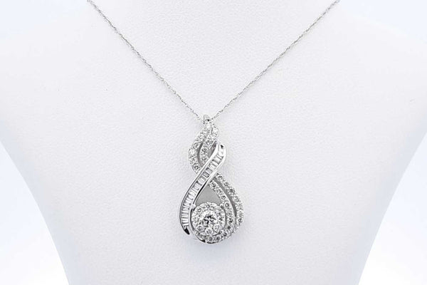 Approx. 1.3ctw Diamond Pendant Necklace In 10k White Gold 3.5g 18 In Eb0724wxzdu