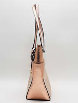 Michael Kors Charlotte Signature Logo Metallic Tote Gold Aa0526wrsa
