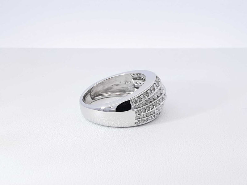 1.10 Cttw Diamond & 14k White Gold Five-row Ring 6.2 Grams Size 6.5 Fw0925pordu