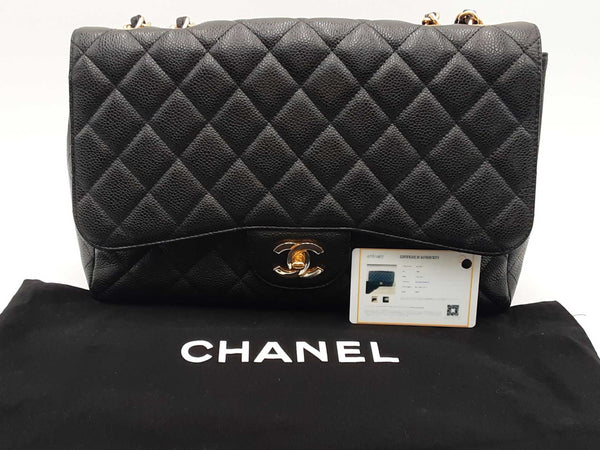 Chanel Caviar Single Flap Jumbo Black Handbag Aa1124oerzsa