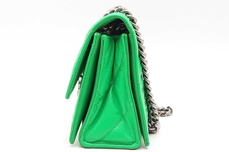 Balenciaga Crush Quilted Green Chain Shoulder Bag Eb1224loxzsa