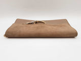 Chloe Faye Taupe Beige Gray Suede Leather Chain Clutch Do0925crde