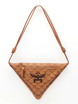 Mcm Himmell Triangle Pouch In Cognac Lauretos Coated Canvas Fw0725crdu
