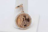 2023 Liberty 5 Dollar 1/10 Oz Fine Gold Coin Pendant With Diamond Bezel 6.2 Grams Eb0626irxsa
