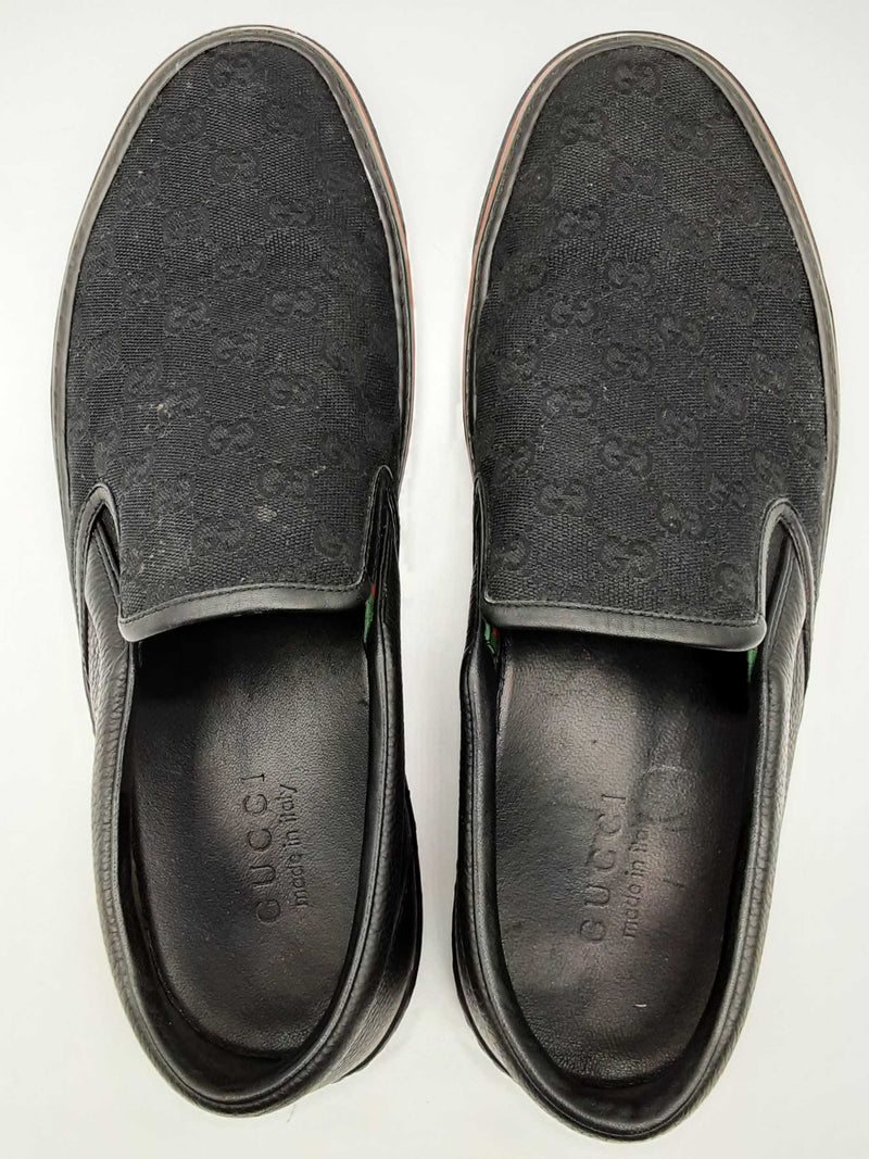 Gucci 212225 Black Monogram Gg Canvas Slip On Shoes Size Uk 9.5 Mens Do1024ixde