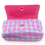 Versace La Medusa Pink And Blue Plaid Tweed Quilted Crossbody Sd1025wzxde
