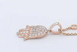 Diamond Hamsa Pendant Necklace In 18k Yellow Gold 8.2 Grams 18 Inch Eb0326crxdu