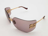 Miu Miu Smu54y Gold Tone Frameless Light Purple Brown Lens Sunglasses Do826olxde