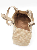 Fendi Zucchino Shoulder Bag In Beige Ff Logo Canvas Fw0726oordu