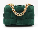Bottega Veneta Padded Chain Cassette Bag In Emerald Green Suede Fw0926eordu