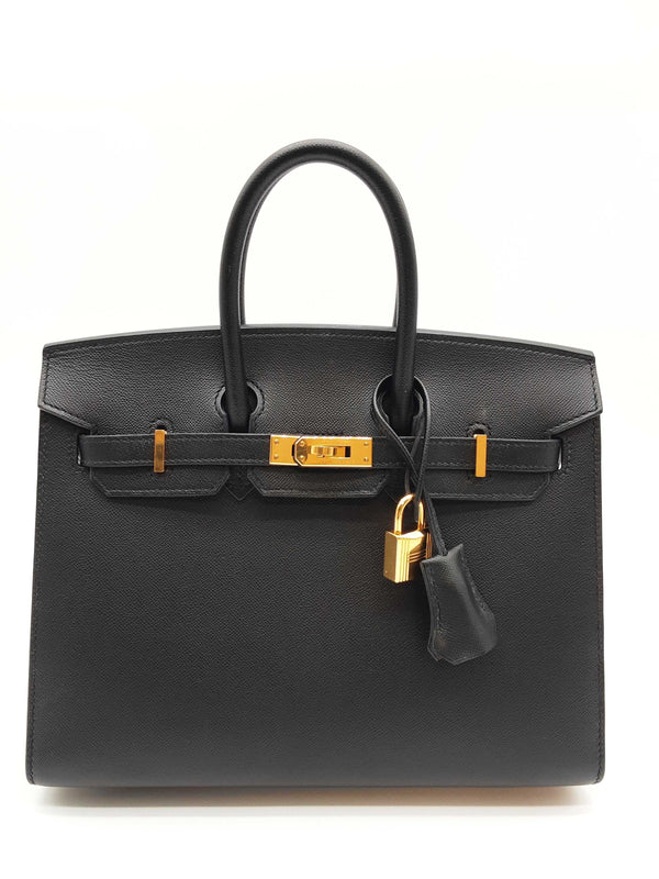 Hermes Birkin 25 Noir Black Epsom Gold Hardware Handbag Do0325olzxzde