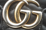 Gucci Black Chevron Quilted Matelasse Marmont Chain Wallet Eb0526orxsa