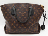 Louis Vuitton Flower Brown Monogram Black Leather Zipped Tote Do0626lixzde