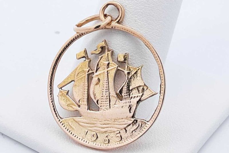 14k Yellow Gold Clipper Ship Pendant 4.7 Grams Eb0924sxsa