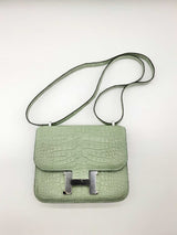 Hermes Constance Mini Green Croc Leather Shoulder Bag Do0523oexzxde