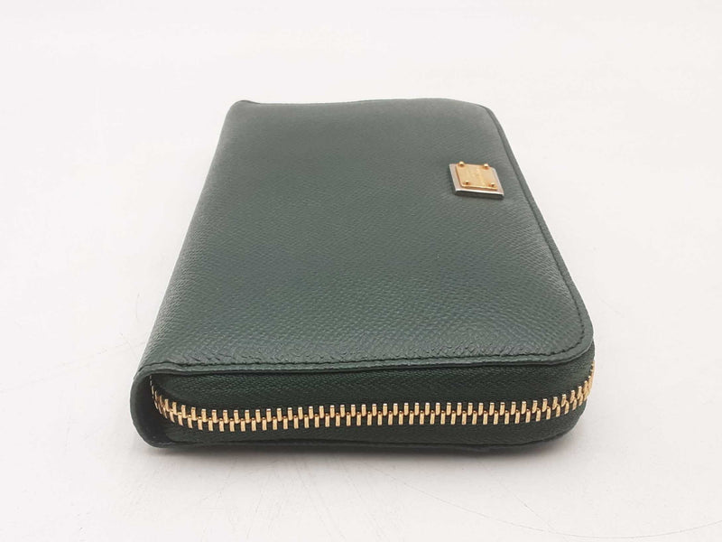 Dolce & Gabbana Leather Zip Around Green Wallet Sd0725lrzsa