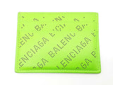 Balenciaga Perforated Logo Acid Green Leather Card Holder Sd0826wxde