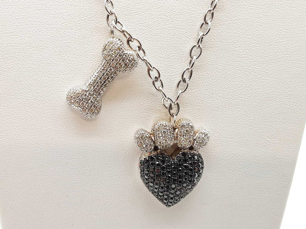 0.80 Cttw Diamonds 14k Wg 19.8g Dog Bone Pawprint Pendants Chain 18 In Do0525sxzde