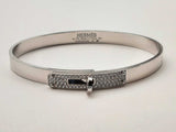 Hermes 18k White Gold Diamond Bangle Bracelet 6 In Lhszxzde