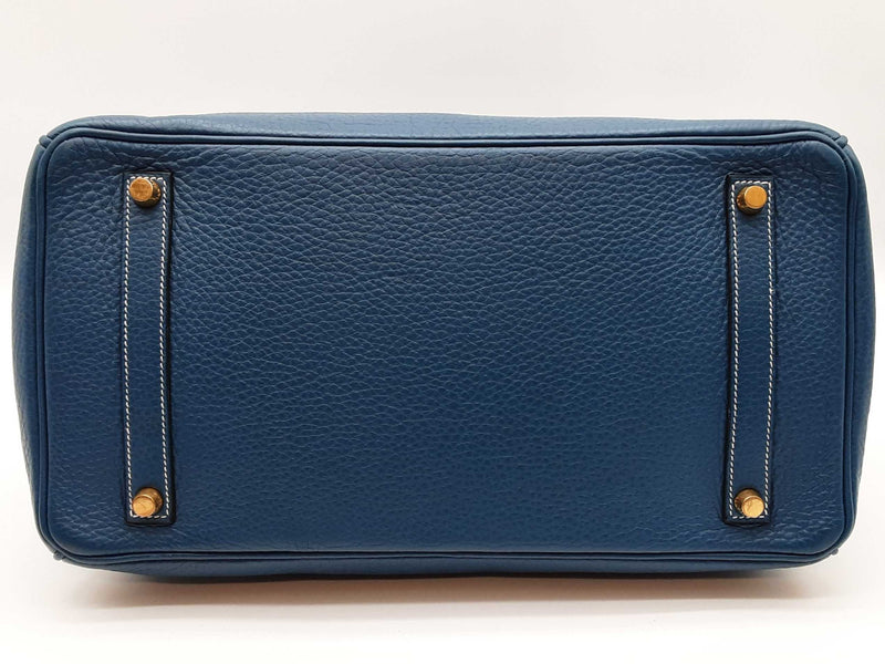 Hermes Birkin 35 Thalassa Blue Clemence Gold Hardware Handbag Do0825sxzxde