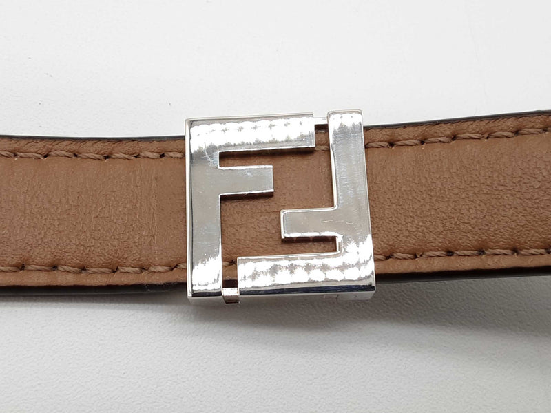 Fendi Ff Brown Coated Canvas Leather Reversible Bracelet Do0925oxzde