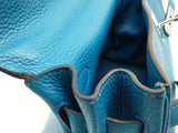 Hermes Kelly 35cm Cobalt Blue Clemence Palladium Shoulder Bag. Do0126lzxzxde