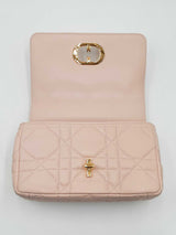 Christian Dior Small Soft Caro Bag In Pink Macrocannage Lambskin Fw0326srzdu