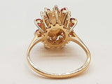 Synthetic White Opal Rubies 14k Yellow Gold 4.4g Ring Size 6.5 Do0325cxzde
