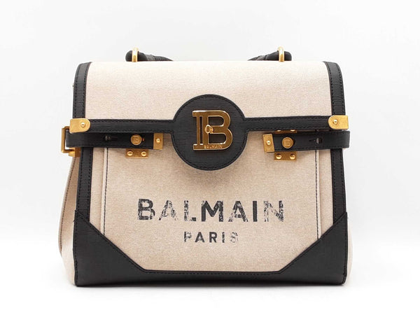 Balmain B-buzz Tote Bag In Canvas & Leather Fw0925pzxdu