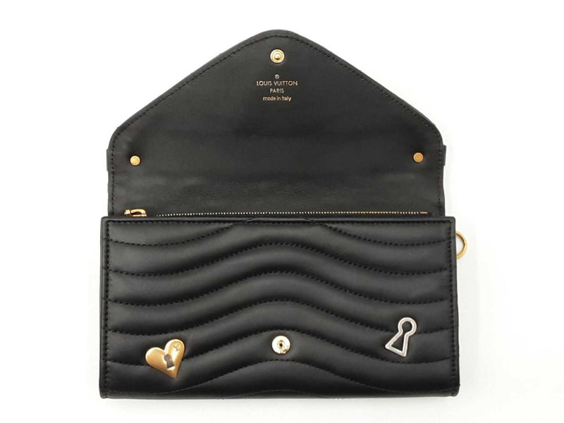 Louis Vuitton Love Lock New Wave Black Leather Long Wallet Fw0625wzxdu