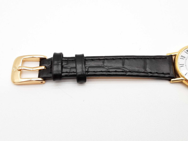 Chopard 24 18k Yellow Gold Case White Dial Black Leather Strap Watch Do0725rrxde