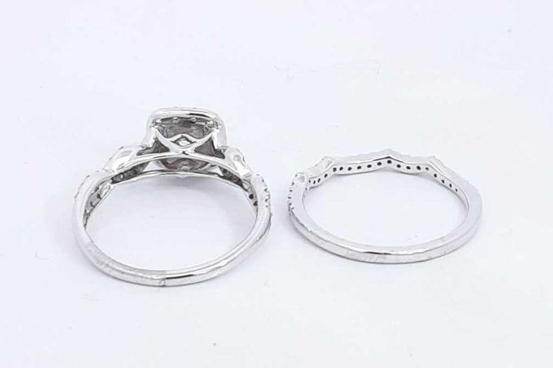 Approx. 0.94ctw Diamond Wedding Set In 14k White Gold 4.6g Size 7.5 Eb0924wxzsa