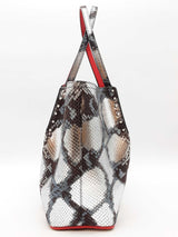 Christian Louboutin Cabarock Snake Embossed Silver Metallic Tote Bag Eb0326exzde