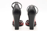 Burberry Black & Red Leather Hove Ankle Strap Heels Size 38 Eb0624crsa