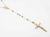 Tri-color 14k Gold Rosary Necklace 5.9 Grams 18 Inch Fw1025orzdu