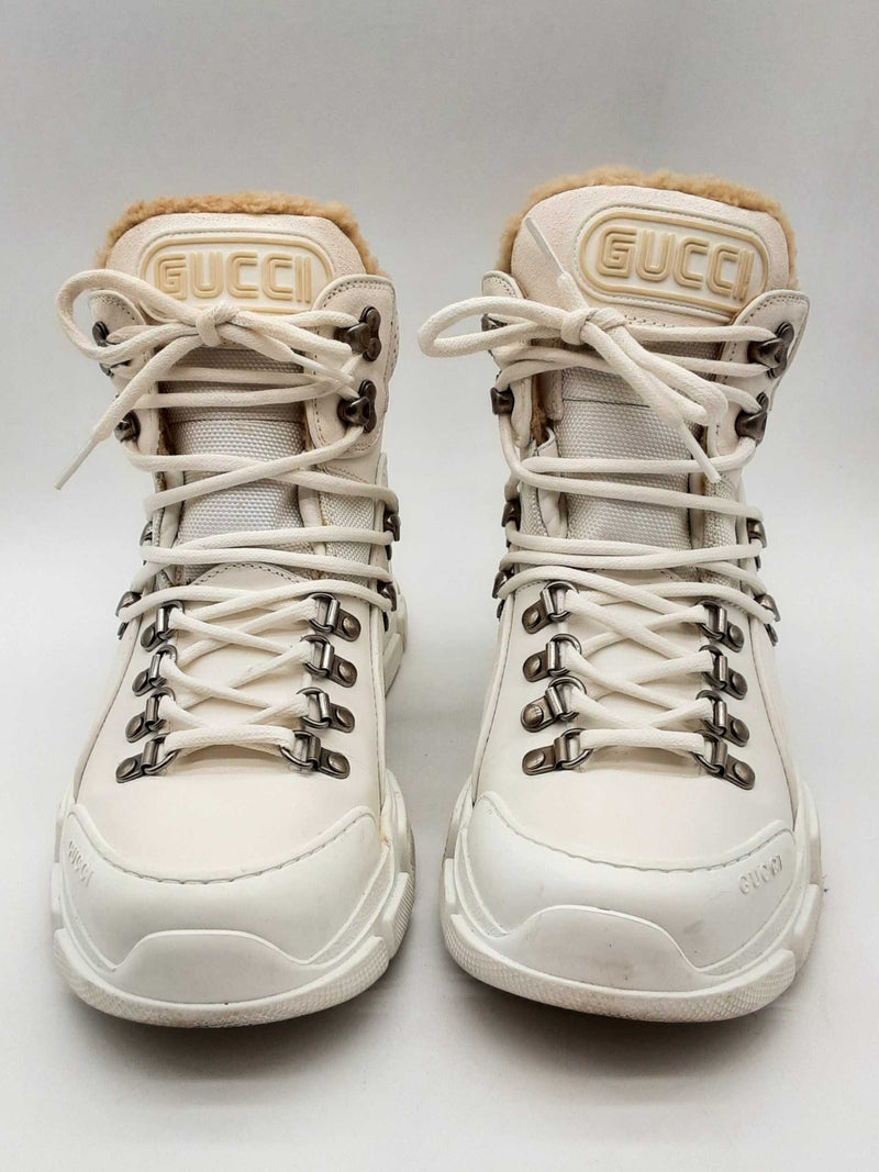 Gucci Flashtek White Fur Lined Sneakers Size It 38.5 Do1224loxde