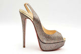 Christian Louboutin Glitter Slingback Peep Toe Pumps Size 35.5 Eb1224rxsa