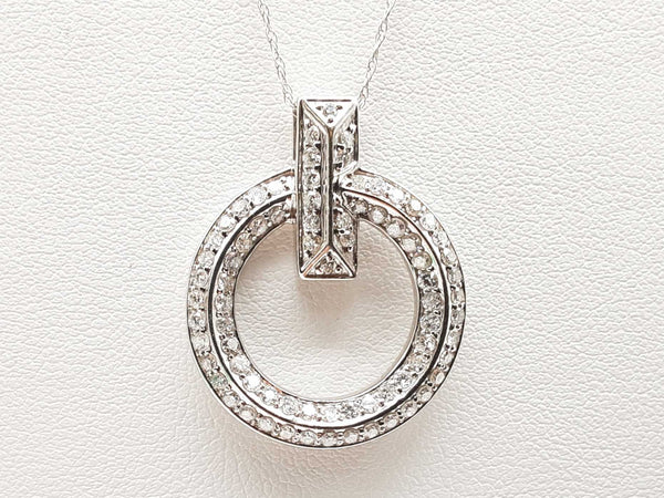 14k White Gold Diamond Circle T Pendant Necklace 18 In Dopoide 144020000262