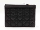 Christian Dior Caro Zipped Pouch In Black Cannage-quilted Calfskin Fw0526lzxzdu