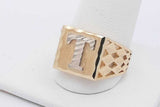 10k Yellow Gold T Initial Letter Square Block Ring 3.8 Grams Sz 10.5 Eb0326lrxsa