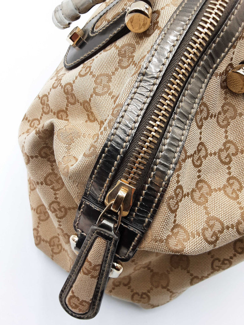 Gucci Gg Monogram Canvas Bamboo Top Handle Bag Eb0824orxdu